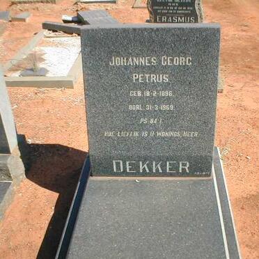 DEKKER Johannes Georg Petrus 1896-1969