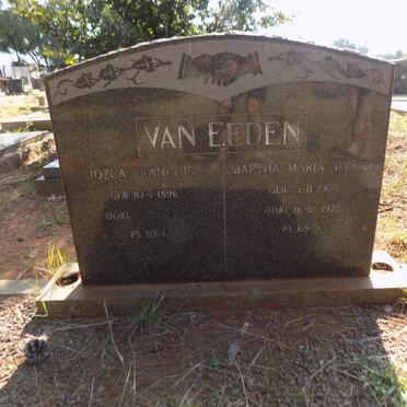 EEDEN Jozua Francois, van 1896- &amp; Martha Maria VENTER 1905-1973