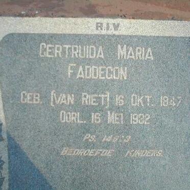 FADDEGON Gertruida Maria geb. VAN RIET 1847-1932