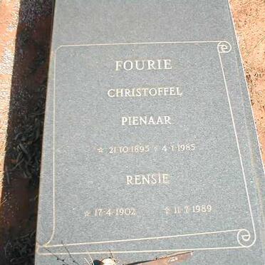 FOURIE Christoffel Pienaar 1895-1985 &amp; Rensie 1902-1989
