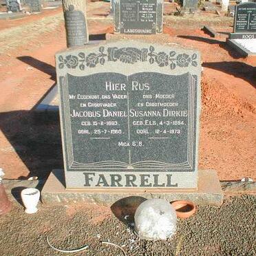 FARRELL Jacobus Daniel 1883-1960 &amp; Susanna Dirkie ELS 1894-1973