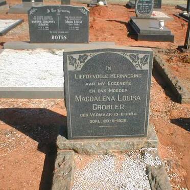 GROBLER  Magdalena Louisa nee VERMAAK 1894-1936