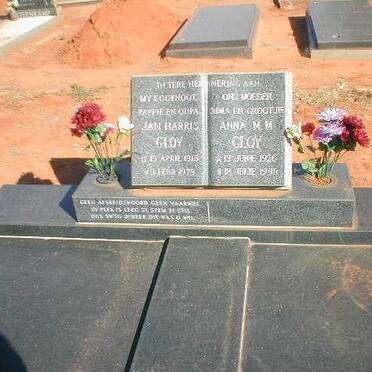 GLOY Jan Harris 1918-1975 &amp; Anna M.M. 1926-1998