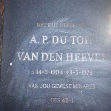 HEEVER A.P. du Toit, van den 1904-1975 &amp; Cornelia Johanna 1912-1990