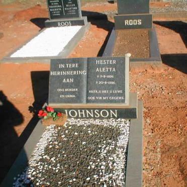 JOHNSON Hester Aletta 1896-1986