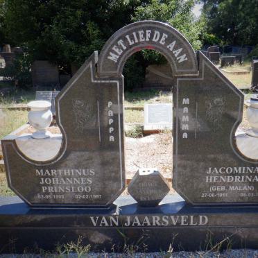 JAARSVELD Marthinus Johannes Prinsloo, van 1908-1997 &amp; Jacomina Hendrina MALAN 1911-2002