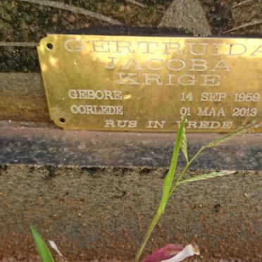 KRIGE Gertruida Jacoba 1959-2013