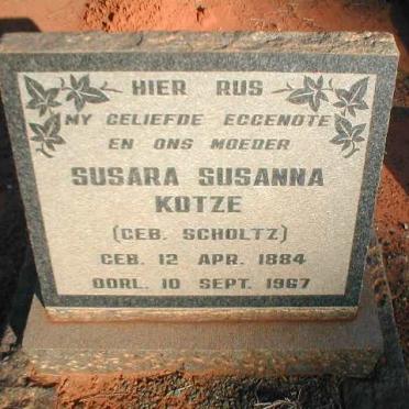 KOTZE Susara Susanna geb. SCHOLTZ 1884-1967