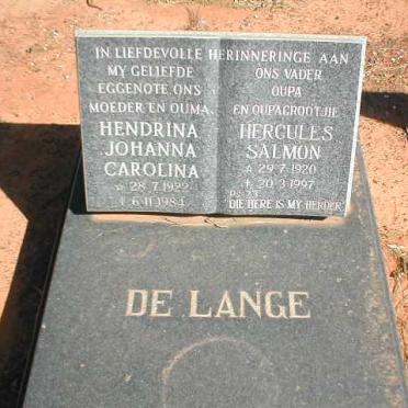 LANGE Hercules Salmon, de 1920-1997 &amp; Hendrina Johanna Carolina 1922-1984