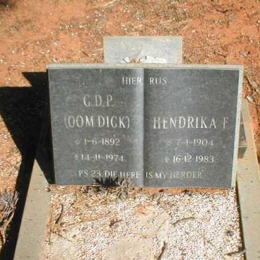 LABUSCHAGNE G.D.P. 1892-1974 &amp; Hendrika F. 1904-1983