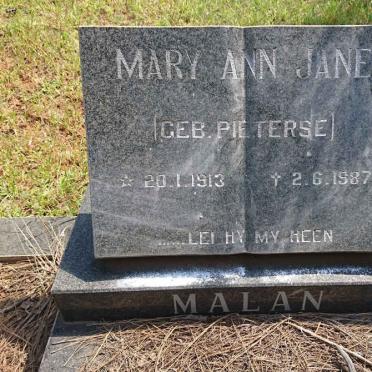 MALAN Mary Ann Jane nee PIETERSE 1913-1987