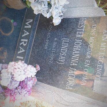 MARAIS Izak Johannes 1898-1977 &amp; Hester Johanna Jacoba LINDSAY 1917-1998