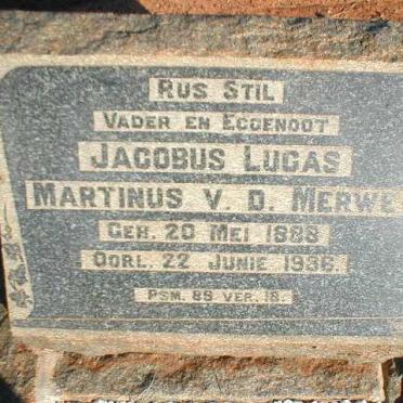 MERWE Jacobus Lucas Martinus, van der 1888-1936