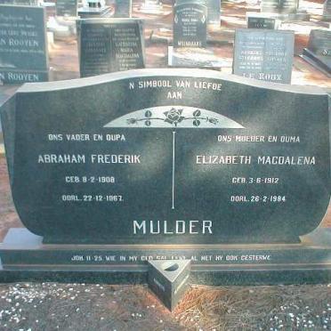 MULDER Abraham Frederick 1908-1967 &amp; Elizabeth Magdalena 1912-1984