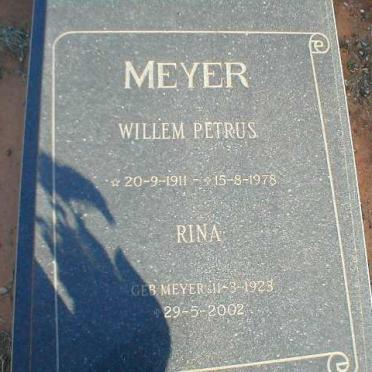 MEYER Willem Petrus 1911-1978 &amp; Rina MEYER 1923-2002