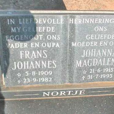 NORTJE Frans Johannes 1909-1982 &amp; Johanna Magdalena 1915-1995