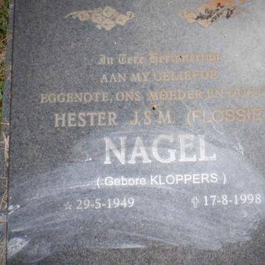 NAGEL Hester J.S.M. nee KLOPPERS 1949-1998