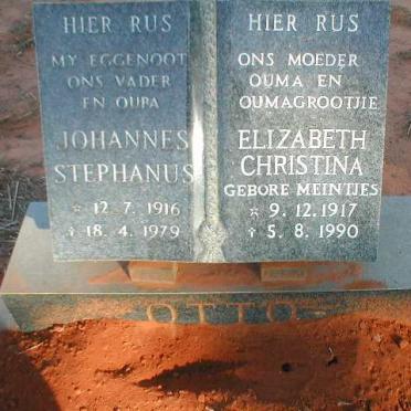 OTTO Johannes Stephanus 1916-1979 &amp; Elizabeth Christina MEINTJES 1917-1990