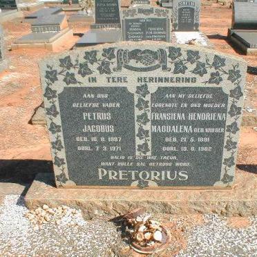 PRETORIUS Petrus Jacobus 1877-1971 &amp; Fransiena Hendriena Magdalena KRUGER 1891-1962