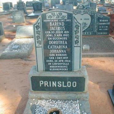 PRINSLOO Barend Jacobus 1851-1920 &amp; Dorothea Catharina Johanna RIEKERT 1857-1944