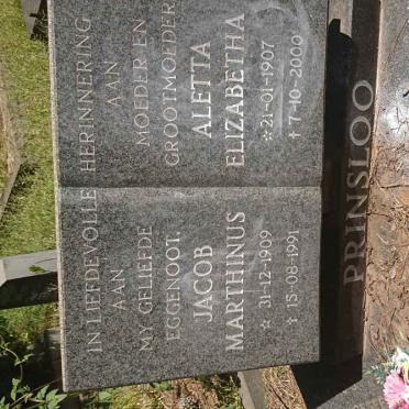 PRINSLOO Jacob Marthinus 1909-1991 &amp; Aletta Elizabetha 1907-2000
