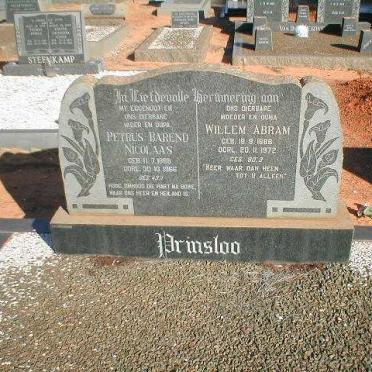 PRINSLOO Petrus Barend 1888-1966 &amp; Willem Abram 1881-1972