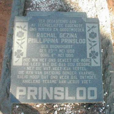 PRINSLOO Rachal Gezina Phillippina nee BRONKHORST 1888-1955