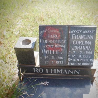 ROTHMANN Willie 1916-1979 :: ROTHMANN Francina Corlina Johanna 1944-2013