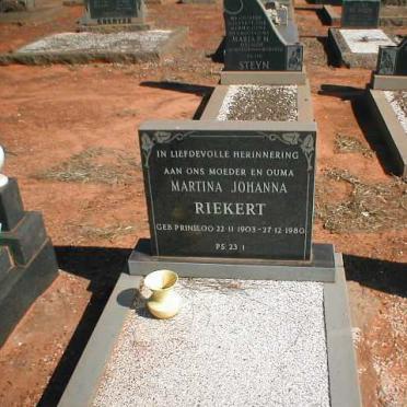 RIEKERT Martina Johanna geb. PRINSLOO 1903-1980