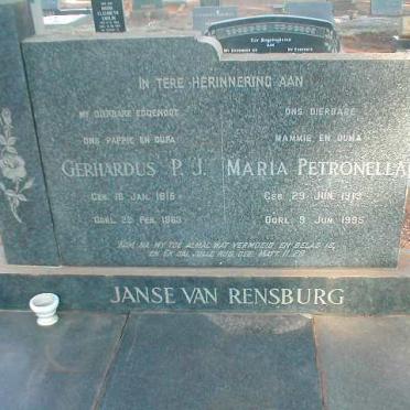 RENSBURG Gerhardus P.J., Janse van 1915-1963 &amp; Maria Petronella 1913-1995