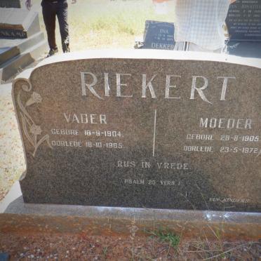 RIEKERT Vader 1904-1965 &amp; Moeder 1905-1972
