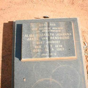 RENSBURG Alida Elizabeth Johanna, Janse van geb. JOUBERT 1878-1967