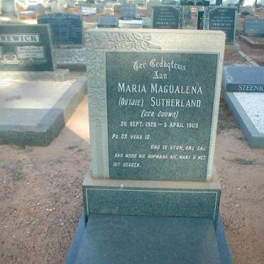 SUTHERLAND Maria Magdalena geb. GOUWS 1926-1963