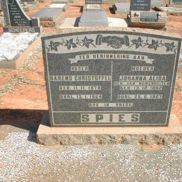 SPIES Barend Christoffel 1879-1964 &amp; Johanna Alida VAN NUWENHUIZEN 1882-1967