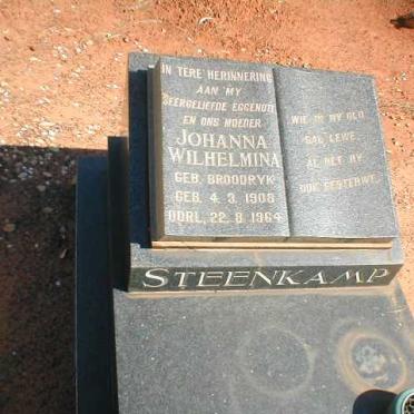 STEENKAMP Johanna Wilhelmina nee BROODRYK 1908-1964