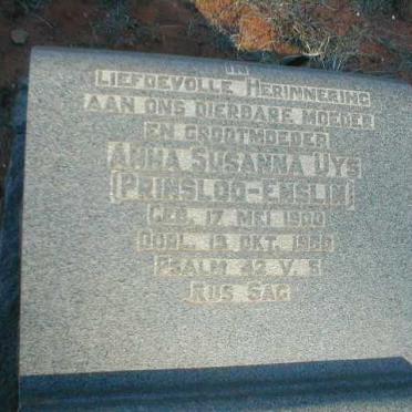 UYS Anna Susanna voorheen PRINSLOO, ENSLIN 1900-1988