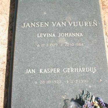 VUUREN Jan Kasper Gerhardus, Jansen van 1922-1990 &amp; Levina Johanna 1929-1984