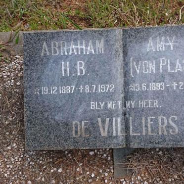 VILLIERS Abraham H.B., de 1887-1972 &amp; Amy T. VON PLASTER 1893-1972