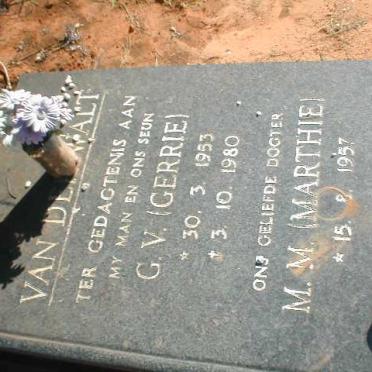 WALT G.V., van der 1953-1980 :: VAN DER WALT M.M. 1957-