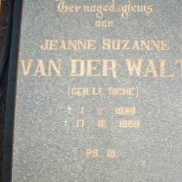 WALT Jeanne Suzanne, van der nee LE RICHE 1928-1969