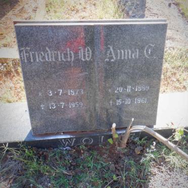 WOLFF Friedrich W. 1873-1959 &amp; Anna E. 1889-1961