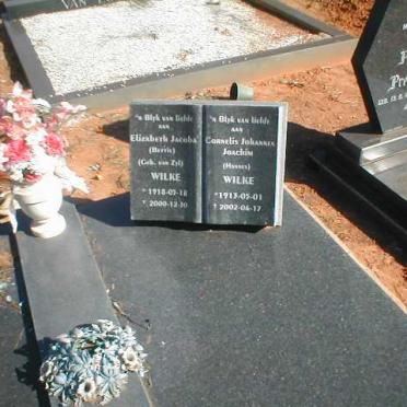 WILKE Cornelius Johannes Joachim 1913-2002 &amp; Elizabeth Jacoba VAN ZYL 1918-2000