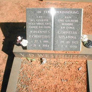 WESTHUIZEN Johannes Cornelius, v.d. 1916-1984 &amp; Cornelia Susanna 1922-1994
