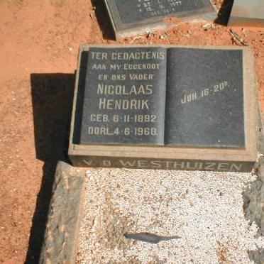 WESTHUIZEN Nicolaas Hendrik, v.d. 1892-1968