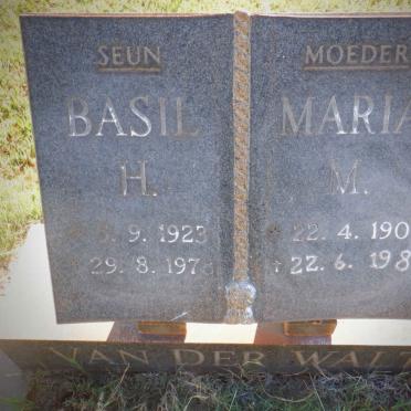 WALT Maria M., van der 1904-1982 :: VAN DER WALT Basil H. 1923-1978