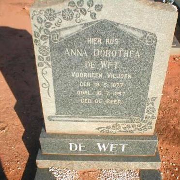 WET Anna Dorothea, de voorheen VILJOEN 1877-1967