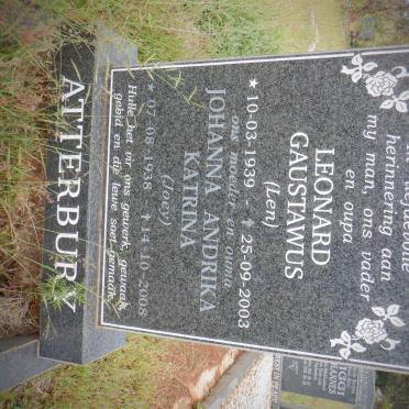 ATTERBURY Leonard Gaustawus 1939-2003 &amp; Johanna Andrika Katrina 1938-2008