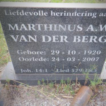 BERG Marthinus A.W., van der 1920-2007