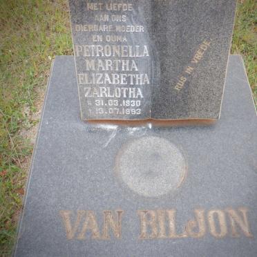 BILJON Petronella Martha Elizabetha Zarlotha, van 1930-1993