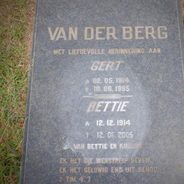 BERG Gert, van der 1914-1995 &amp; Bettie 1914-2005